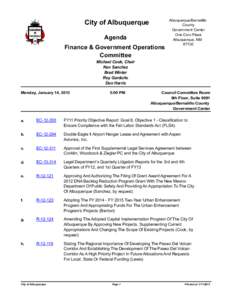 City of Albuquerque Agenda Finance & Government Operations Committee  Albuquerque/Bernalillo