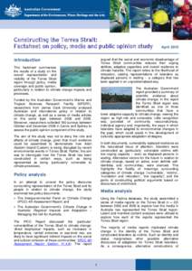 Constructing the Torres Strait: Factsheet on policy, media and public opinion study Introduction April 2010