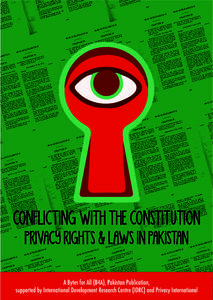 PRIVACY RIGHTS & LAWS IN PAKISTAN  TABLE OF CONTENTS Introduction  01