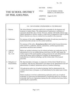 NoTHE SCHOOL DISTRICT OF PHILADELPHIA  SECTION: