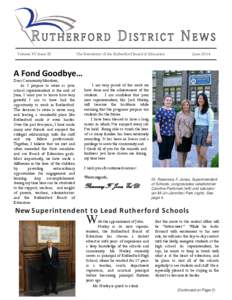 Volume XV Issue III  The Newsletter of the Rutherford Board of Education June 2014
