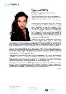 Yulianna AVDEEVA (Russia) 2 Prize of the du 61 Geneva International Music