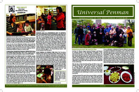 THE OWLET  News from The Children’s Library  Universal Penman