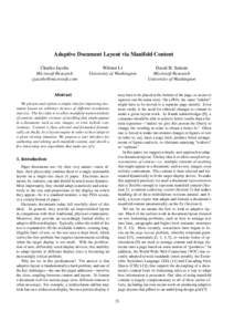 Adaptive Document Layout via Manifold Content Charles Jacobs Microsoft Research [removed]  Wilmot Li