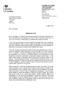 Enhanced fees: letter to Lord Dyson