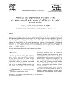 Fusion Engineering and Design 49 –  – 611 www.elsevier.com/locate/fusengdes Numerical and experimental prediction of the thermomechanical performance of pebble beds for solid breeder blanket