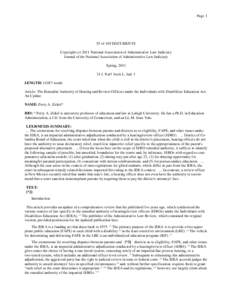 Page[removed]of 105 DOCUMENTS Copyright (c[removed]National Association of Adminstrative Law Judiciary Journal of the National Association of Administrative Law Judiciary Spring, 2011