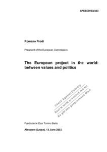 Global governance / Globalization / World government / European integration / Solidarity / Politics / European Union / European Council of Religious Leaders / Sociology / Council of Europe / Political philosophy