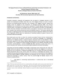 Environment / Convention on Biological Diversity / Sustainable development / Traditional knowledge / Law / Cartagena Protocol on Biosafety / International Treaty on Plant Genetic Resources for Food and Agriculture / Biodiversity / Commercialization of traditional medicines / Biology