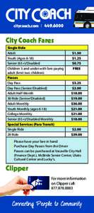 citycoach.com | City Coach Fares Single Ride Adult Youth (Ages 6-18)