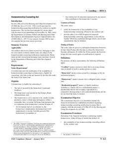 V. Lending — HOCA Homeownership Counseling Act ° Any similar loss or reduction experienced by any person who contributes to the homeowner’s income.