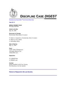 Discipline Case Digest Index  Law Society Home Page Case[removed]GERALD ERNEST DOAK