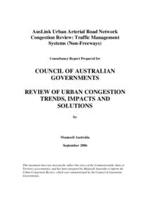 AusLink Urban Arterial Road Network Congestion Review - Traffic Management Systems (non-Freeways)