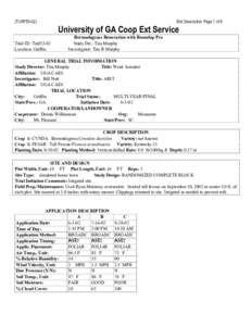 (TURF53-02)  Site Description Page 1 of 8 University of GA Coop Ext Service Trial ID: Turf53-02