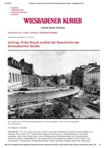 Vortrag: Erika Noack erzählt die Geschi...hwalbacher Straße - Wiesbadener Kurier
