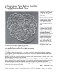 3-Dimensional Pansy Pattern from the Priscilla Tatting Book No. 2