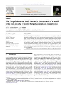 The Fungal Genetics Stock Center in the context of a world wide community of ex situ fungal germplasm repositories