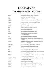 Glossary of terms / abbreviations (in: Environmental crime : proceedings of a conference held 1-3 September 1993, Hobart)