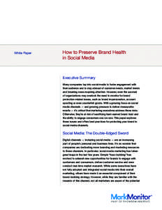 White Paper  How to Preserve Brand Health in Social Media  Executive Summary