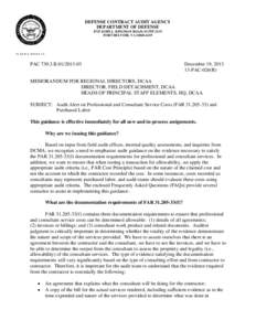 DEFENSE CONTRACT AUDIT AGENCY DEPARTMENT OF DEFENSE 8725 JOHN J. KINGMAN ROAD, SUITE 2135 FORT BELVOIR, VA[removed]IN REPLY REFER TO