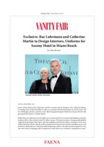 Vanity Fair | DecemberExclusive: Baz Luhrmann and Catherine Martin to Design Interiors, Uniforms for Saxony Hotel in Miami Beach
