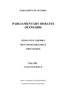 PARLIAMENT OF VICTORIA  PARLIAMENTARY DEBATES (HANSARD)  LEGISLATIVE ASSEMBLY