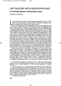 Thomas Taterka_Layout[removed]:25 Page 660  LÄTI TALUPOEG ASTUB KIRJANDUSVÄLJALE Läti rahvusliku kirjanduse sünd kunstiajastu vaimust T H O M A S TAT E R K A