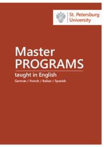 St. Petersburg University Master PROGRAMS taught in English