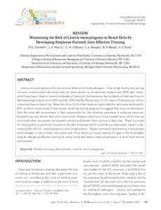 www.afabjournal.com Copyright © 2011 Agriculture, Food and Analytical Bacteriology REVIEW Minimizing the Risk of Listeria monocytogenes in Retail Delis by