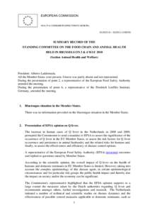 EUROPEAN COMMISSION HEALTH & CONSUMERS DIRECTORATE-GENERAL SANCO D – D[removed]SUMMARY RECORD OF THE