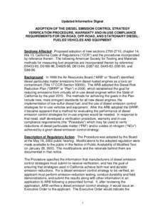 Transport / Environment of California / Chemistry / Petroleum products / Diesel particulate filter / Filters / Diesel fuel / California Air Resources Board / Voluntary Emissions Reduction / Diesel engines / Air pollution in California / Soft matter