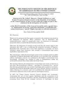THE PERMANENT MISSION OF THE REPUBLIC OF AZERBAIJAN TO THE UNITED NATIONS