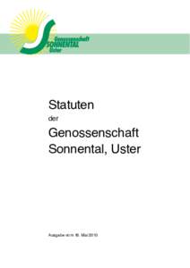 Statuten der Genossenschaft Sonnental, Uster