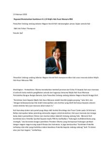 23 Februari 2010 Pegawai Menekankan Komitmen A.S. Di Majlis Hak Asasi Manusia PBB Penasihat Undang-undang Jabatan Negara Harold Koh menerangkan proses kajian semula hak Oleh Jim Fisher-Thompson Penulis Staf