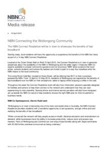 Media release  15 AprilNBN Connecting the Wollongong Community