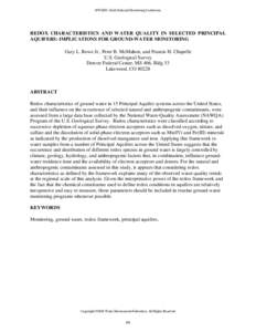 REDOX CHARACTERISTICS AND WATER QUALITY IN SELECTED PRINCIPAL AQUIFERS: IMPLICATIONS FOR GROUND-WATER MONITORING