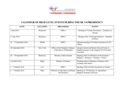 Microsoft Word - EN Calendar of high level meetings SK V4 PRES.doc