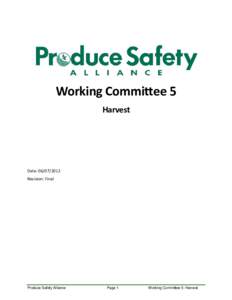 Working Committee 5 Harvest Date: [removed]Revision: Final