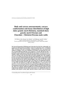 Irish Journal of Agricultural and Food Research 46: 129–147, 2007  Body and carcass measurements, carcass conformation and tissue distribution of high dairy genetic merit Holstein, standard dairy genetic merit Friesian