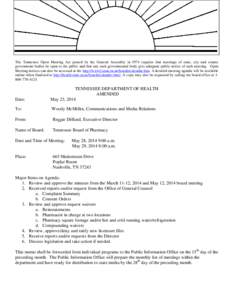 The Tennessee Open Meeting Act passed by the General Assembly in 1974 requires that meetings of state, city and county government bodies be open to the public and that any such governmental body give adequate public noti