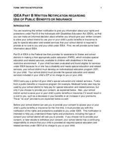 Special education in the United States / Public education in the United States / 108th United States Congress / Individuals with Disabilities Education Act / Free Appropriate Public Education / Individualized Education Program / Insurance / Post Secondary Transition for High School Students with Disabilities