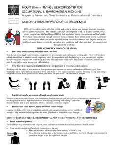 MOUNT SINAI – IRVING J. SELIKOFF CENTER FOR OCCUPATIONAL & ENVIRONMENTAL MEDICINE Program to Prevent and Treat Work-related Musculoskeletal Disorders ____________________________________________________________  A GUID