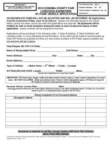 **IMPORTANT** Please make a copy for your records prior to submitting to the FairSONOMA COUNTY FAIR LIVESTOCK EXHIBITORS