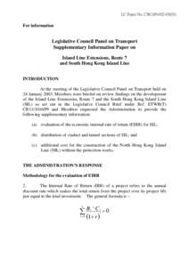 LC Paper No. CB[removed])  For information Legislative Council Panel on Transport Supplementary Information Paper on