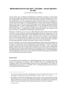 Mathematikunterricht nach dem 7. Schuljahr – warum eigentlich für alle?1 von Lutz Führer (Frankfurt am Main)