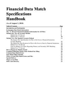 (As of August 3, 2010) Table of Contents Page Introduction and Participation 2 Exchanging Data Match Information