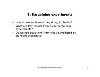 Lecture 3 - Bargaining experiments