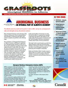 Aboriginal Business in Alberta Special Alberta Business Awards of Distinction edition Winter[removed]In This Issue: