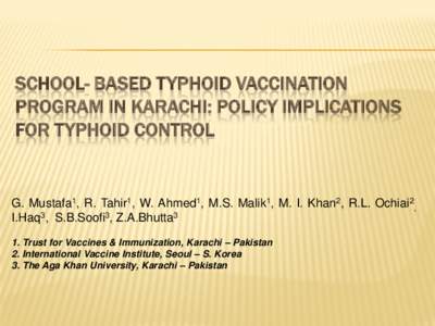 VIVA   Typhoid Vaccination  Pilot Introduction Program