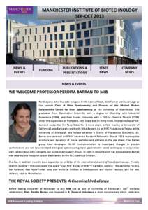 MANCHESTER INSTITUTE OF BIOTECHNOLOGY SEP-OCT 2013 NEWS & EVENTS